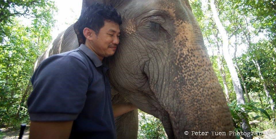 Keeper Sitheng with Lucky the elephant at Phnom Tamao Wildlife Rescue Centre Cambodia Wildlife Alliance