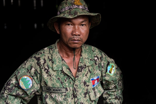 Portrait of a National Park ranger in the Cardamom Mountains, Cambodia