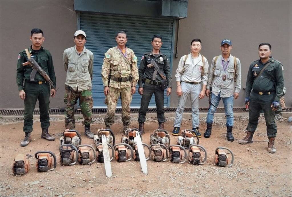 Confiscated Chainsaws from loggers in Cambodia
